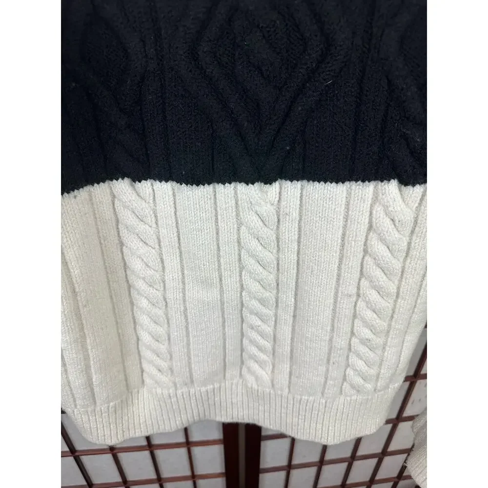 Banana Republic Men's Wool sweater black and cream size Large TALL